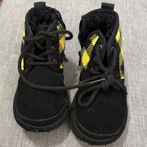 Ugg Brans Kids Black and Yellow Plaid boot Shoes